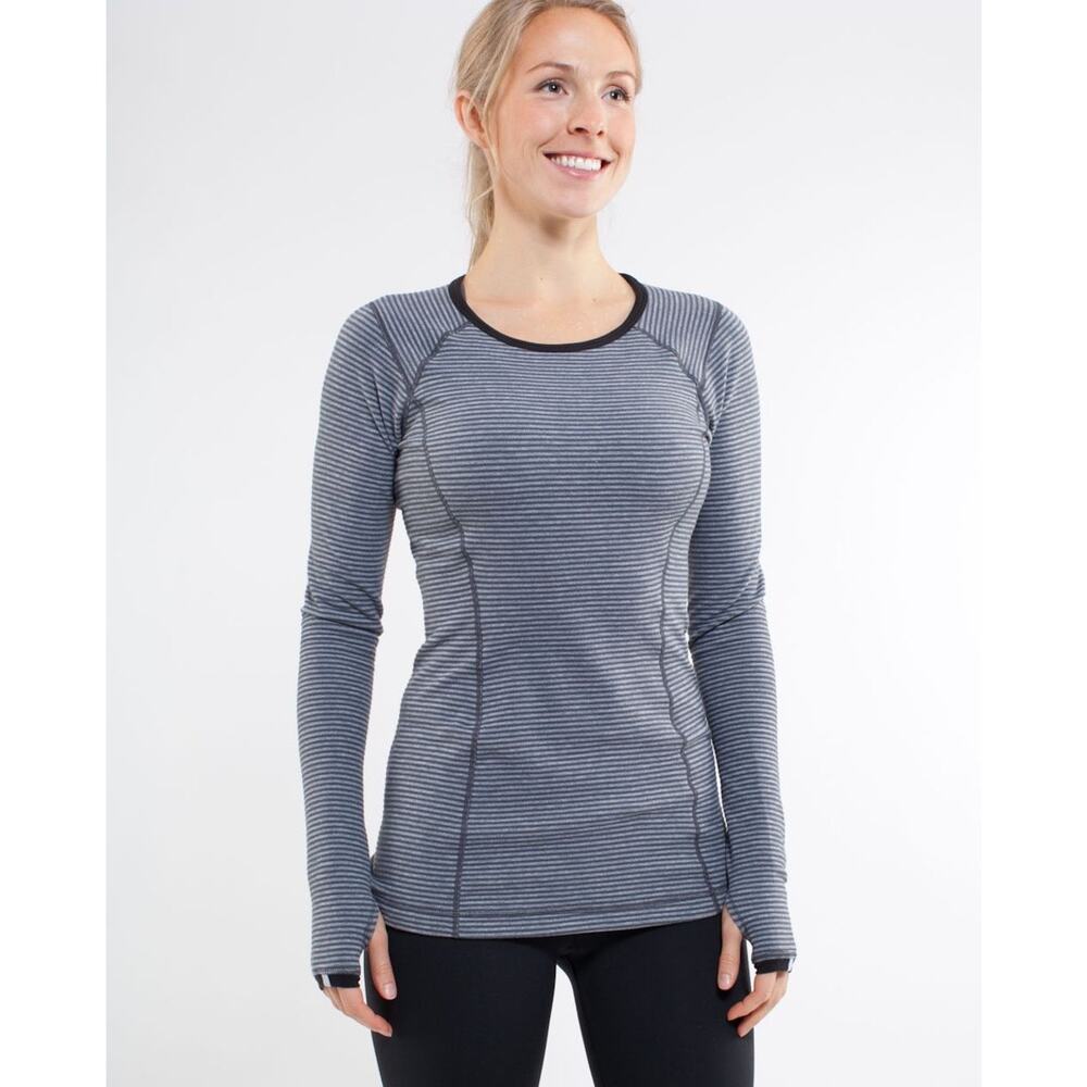 Lululemon Run: Turn Around Long Sleeve In Deep Coal Mini Check Size 10 - Picture 2 of 12